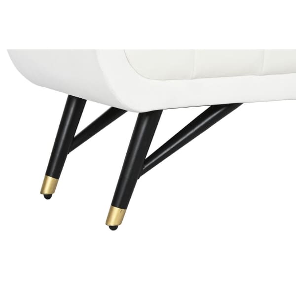 Modern White Velvet and Black Legs Bench