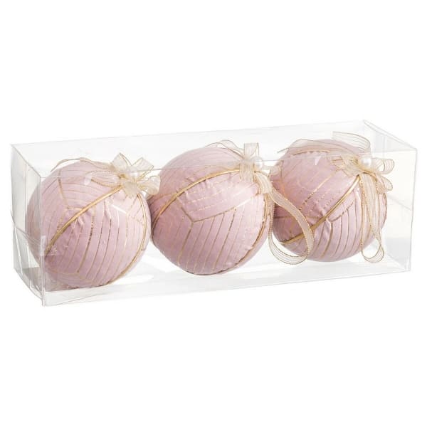 Lot de 3 Boules de Noël en Tissu Rose Moderne, Décoration de Noël