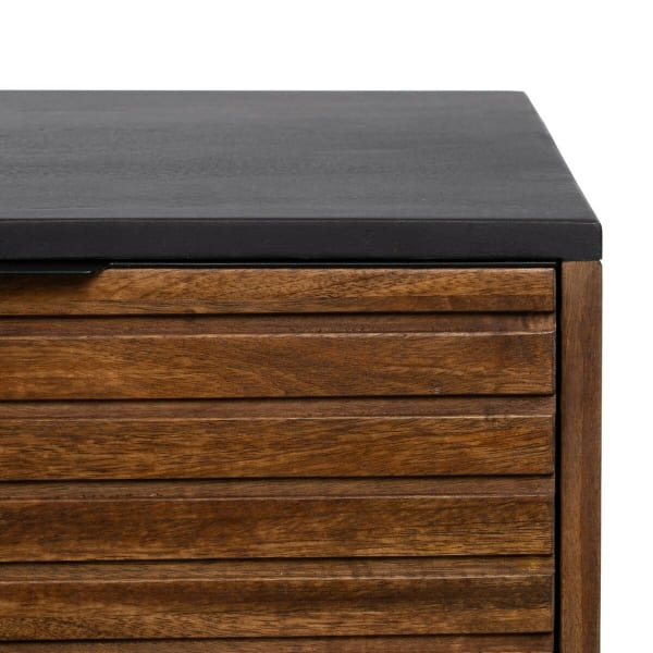 Buffet Ethnique en Bois Massif Marron et Noir