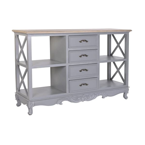 Buffet en Bois Sculpté Gris Style Shabby Chic