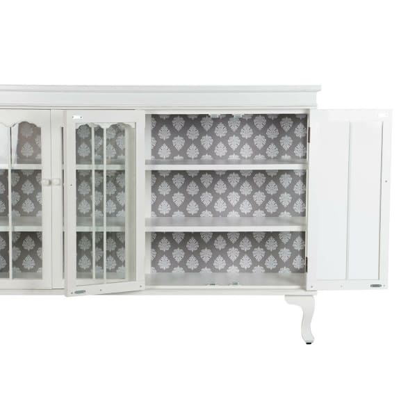 Bahut Shabby Chic en Bois Blanc et Verre