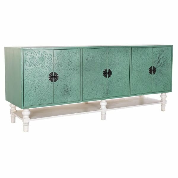 Grand Buffet en Métal et Bois Turquoise (200 x 55 x 85 cm)