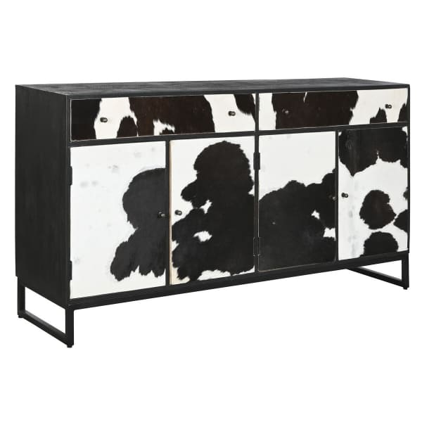 Buffet Design Peau de Vache et Bois de Manguier Noir et Blanc