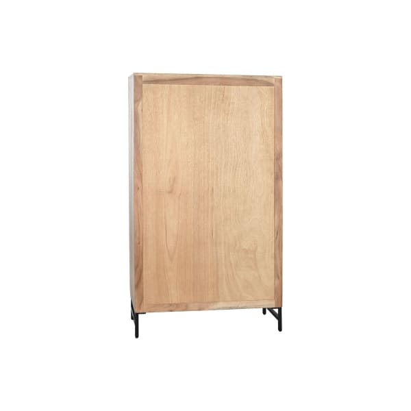 Armoire en Acacia Sculpté et Métal Noir