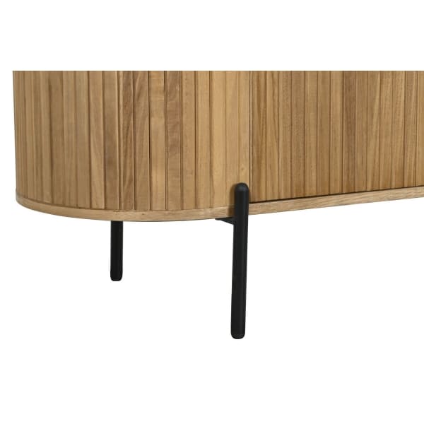 Aparador de Madera Natural y Metal Negro con Esquinas Redondeadas, Estilo Exótico (170 x 40 x 62 cm)