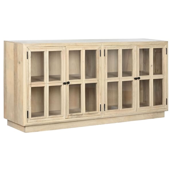 Bahut Design Traditionnel en Bois de Manguier Clair et Verre (170 x 41 x 81 cm)