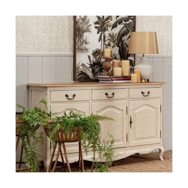 Design Shabby Chic Home Decor Sideboard in Cream Natural Wood 