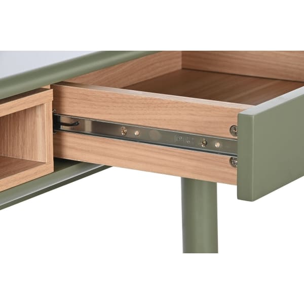 “Military” Desk in Wood and Green Metal (120 x 60 x 75 cm)