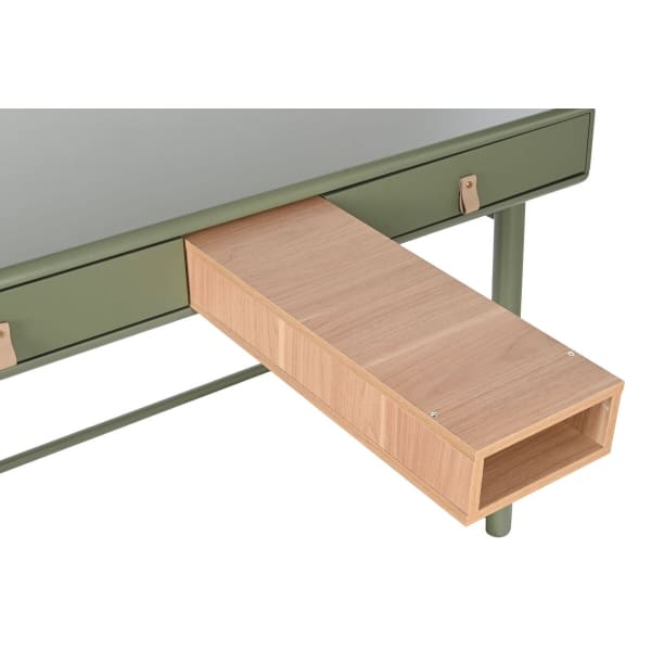 “Military” Desk in Wood and Green Metal (120 x 60 x 75 cm)