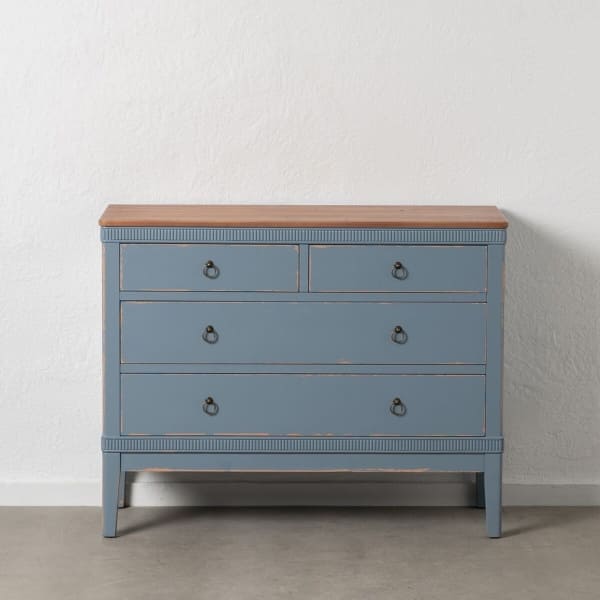 Commode Traditionnelle en Bois Bleu Vieilli