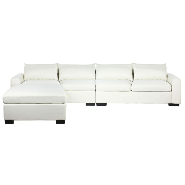 Canapé d'angle XXL Contemporain Beige et Blanc