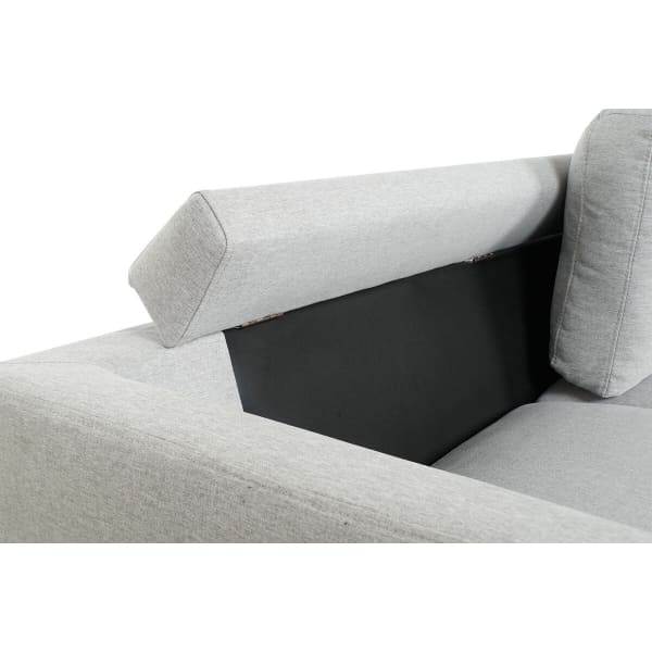 Canapé d'Angle Moderne Tissu Gris Clair et Métal noir et Doré (250 x 160 x 85 cm)