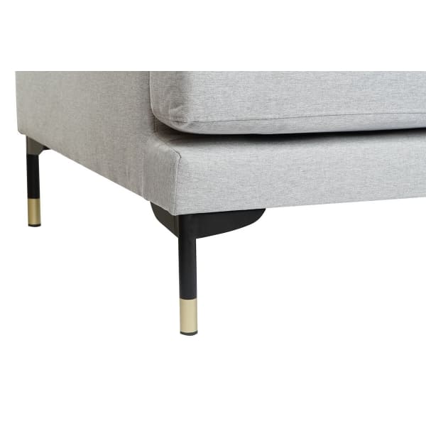 Canapé d'Angle Moderne Tissu Gris Clair et Métal noir et Doré (250 x 160 x 85 cm)