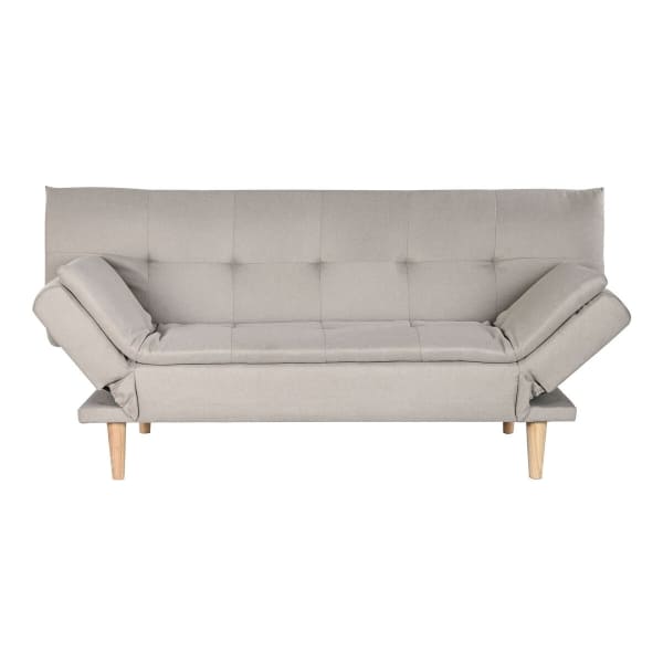 Canapé Convertible Scandinave Beige et Bois