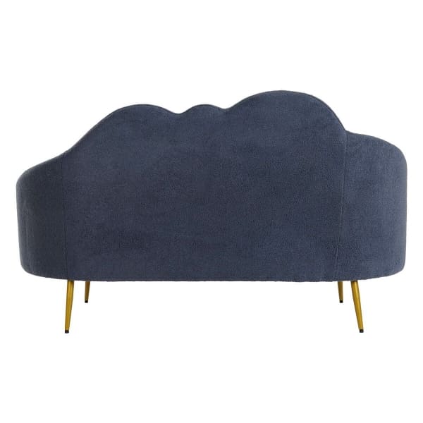 Canapé Design Nuages Tissu Bouclette Bleu et Métal Doré Style Moderne Vue de Dos