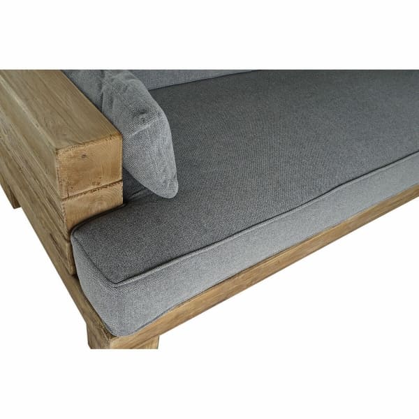 Canapé Campagne Chic en Bois Recyclé et Tissu Gris (224 x 95 x 82 cm)