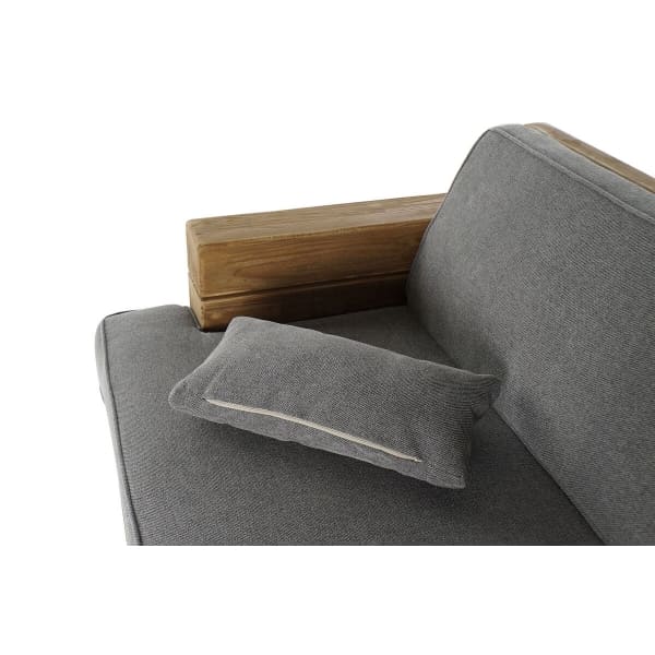 Canapé Campagne Chic en Bois Recyclé et Tissu Gris (224 x 95 x 82 cm)