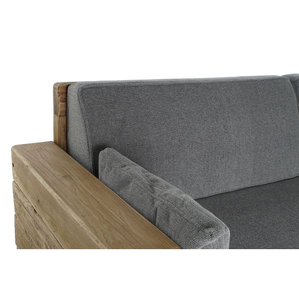 Canapé Campagne Chic en Bois Recyclé et Tissu Gris (224 x 95 x 82 cm)