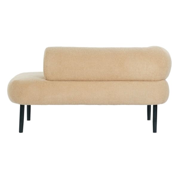 Méridienne Moderne Tissu Bouclette Beige et Métal Noir