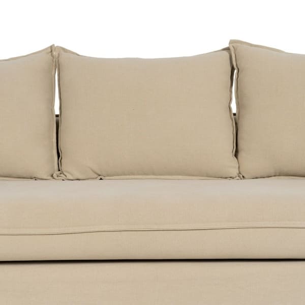 3-Seater Sofa with Removable Cover in Beige Linen