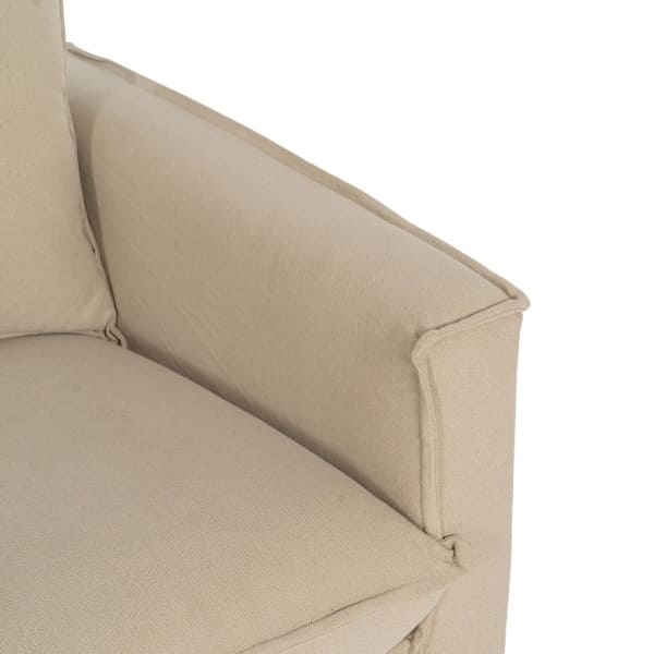 3-Seater Sofa with Removable Cover in Beige Linen