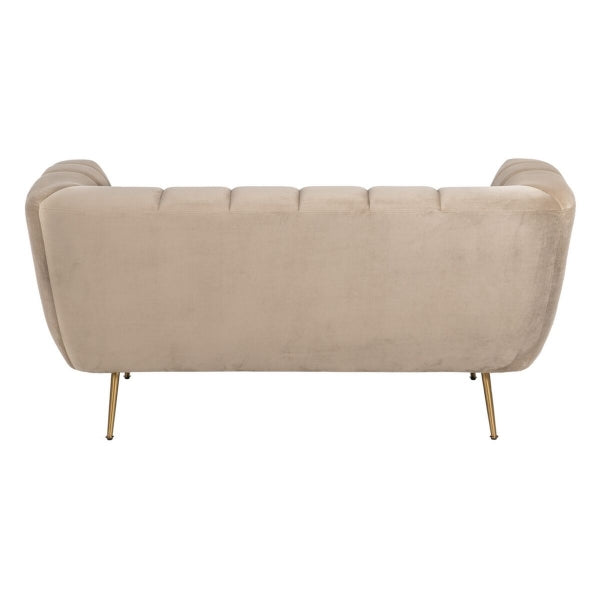 Canapé Design Velours Beige et Métal Doré (166 x 86 x 76 cm)