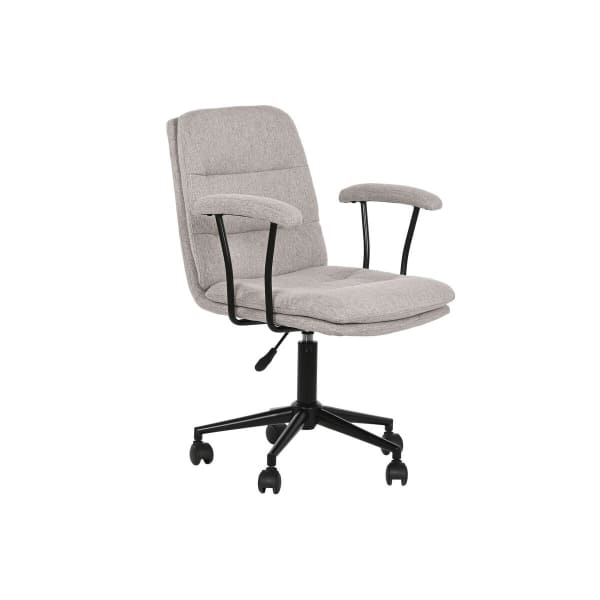 Fauteuil de Bureau à Accoudoirs Gris et Métal Noir