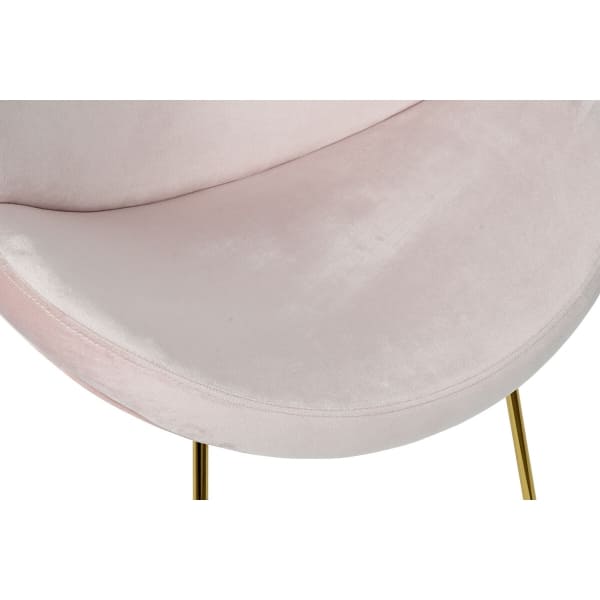 Chaise Contemporaine Incurvée Rose et Métal Doré