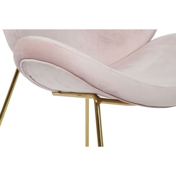 Chaise Contemporaine Incurvée Rose et Métal Doré