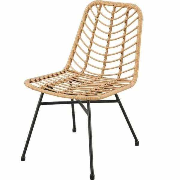 Lot de 2 Chaises de Jardin Rotin Synthétique et Acier Noir