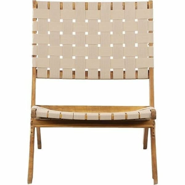 Set of 2 Foldable Garden Chairs Acacia and Beige Rope