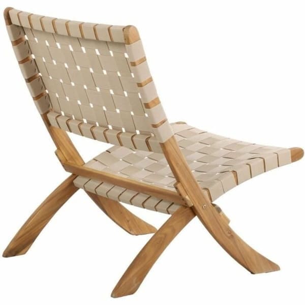 Set of 2 Foldable Garden Chairs Acacia and Beige Rope