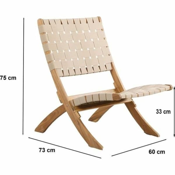 Set of 2 Foldable Garden Chairs Acacia and Beige Rope