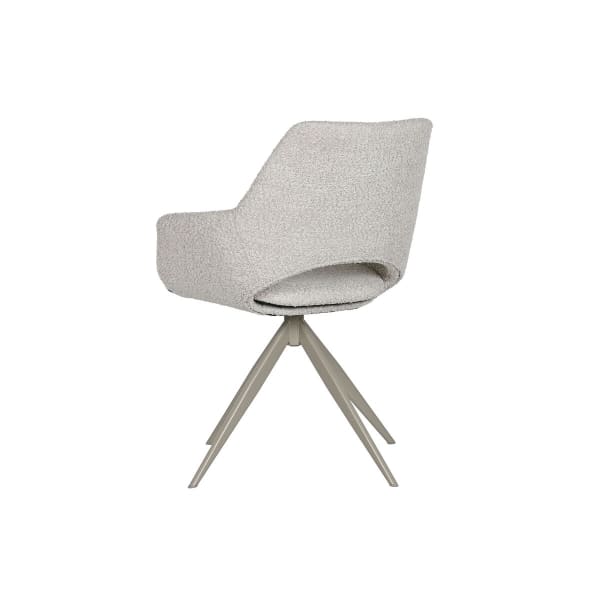 Modern Swivel Chair Metal and Beige Fabric