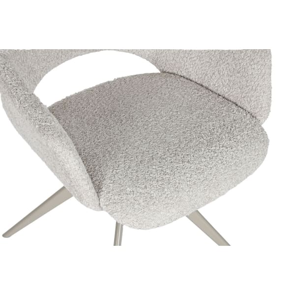 Modern Swivel Chair Metal and Beige Fabric