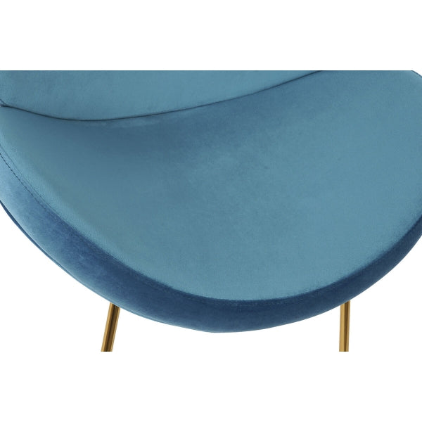 Chaise Contemporaine Incurvée Bleu et Métal Doré