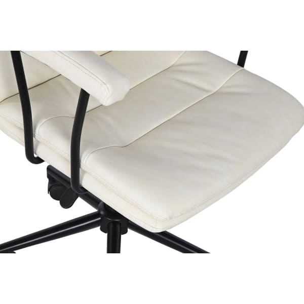 Fauteuil de Bureau à Accoudoirs Crème et Métal Noir