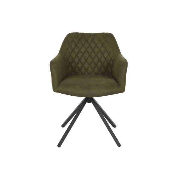 Chaise Design Microfibre Effet Velours Vert et Métal Noir