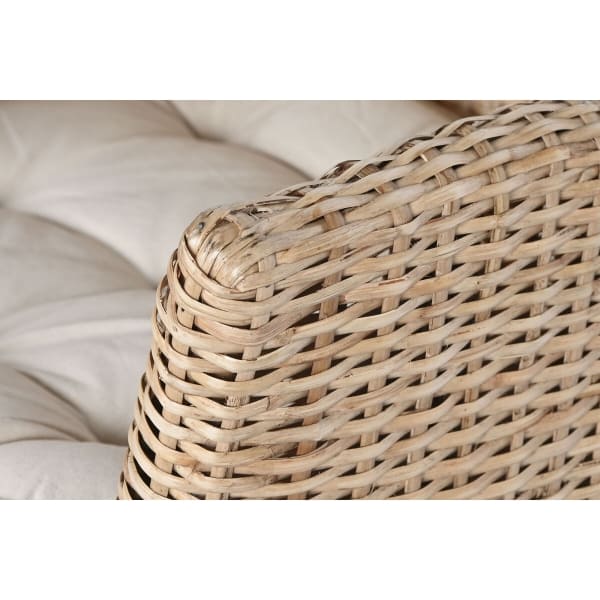 Fauteuil en Cannage de Rotin Naturel avec Accoudoirs et Coussin, Style Balinais