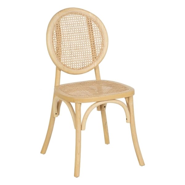 Chaise Cannage de Rotin et Bois avec Dossier Rond