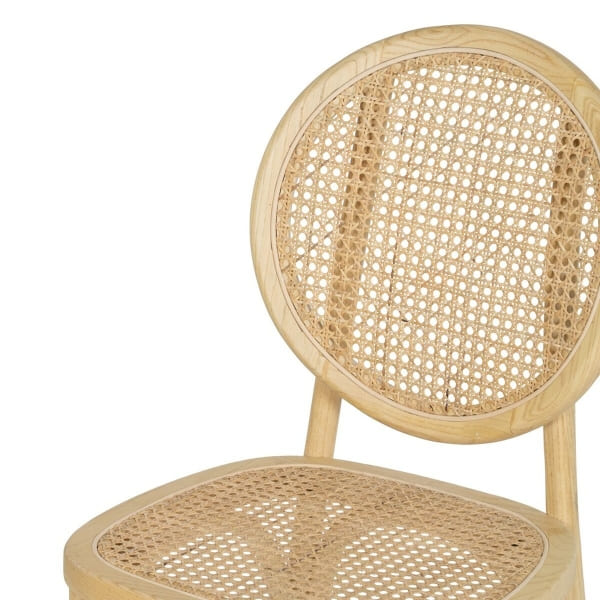 Chaise Cannage de Rotin et Bois avec Dossier Rond