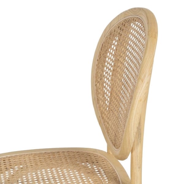 Chaise Cannage de Rotin et Bois avec Dossier Rond