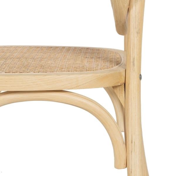 Chaise Cannage de Rotin et Bois avec Dossier Rond