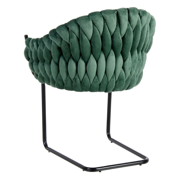 Silla Contemporánea Home Decor Tela Verde y Metal Negro (45 x 40 x 77 cm) 