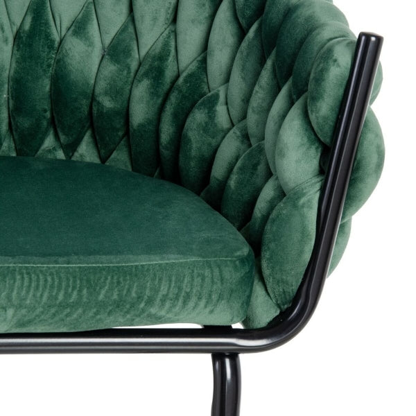 Silla Contemporánea Home Decor Tela Verde y Metal Negro (45 x 40 x 77 cm) 