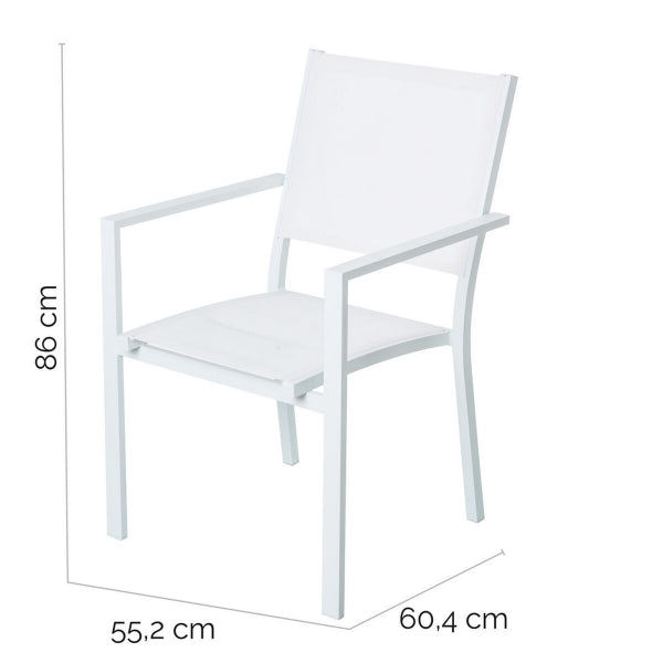 Chaise de Jardin Design Aluminium Blanc Polaire