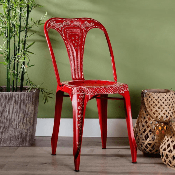 Chaise Atypique en Métal Rouge