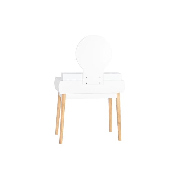 Coiffeuse et Tabouret Scandinaves en Bois Blanc et Naturel