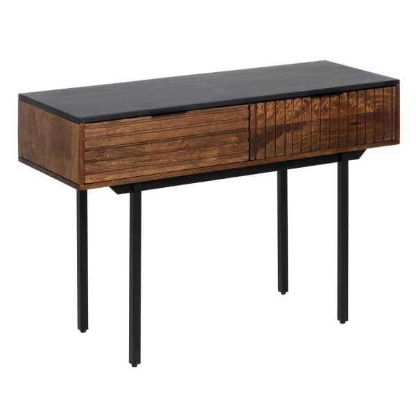 Ethnic Console Furniture in Brown and Black Solid Wood