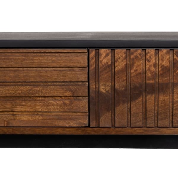 Ethnic Console Furniture in Brown and Black Solid Wood